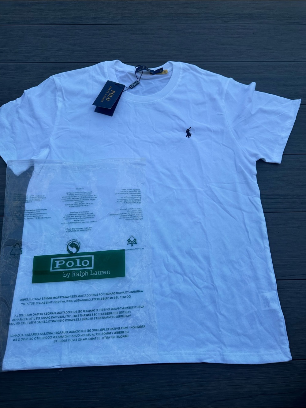 Polo by Ralph Lauren White Crewneck Tee with Navy Pony Logo